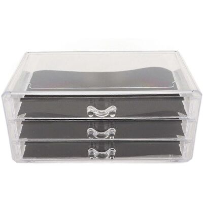 LAVVE Organisateur De Bijoux Empilable À 3 Tiroirs En Acrylique Transparent, Anti-poussière, Avec Coussinets Amovibles En Maille Noire, Pour Salon De Beauté À Domicile. Publicité LAVVE Organisateur De Bijoux Empilable À 3 Tiroirs En Acrylique Transparent, Anti-poussière, Avec Coussinets Amovibles En Maille Noire, Pour Salon De Beauté À Domicile. Publicité
