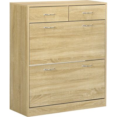 OEM Meuble À Chaussures Étroit Avec 2 Tiroirs Abattants Pour 12 Paires De Chaussures, 80 X 30 X 91,5 Cm, Chêne - Publicité OEM Meuble À Chaussures Étroit Avec 2 Tiroirs Abattants Pour 12 Paires De Chaussures, 80 X 30 X 91,5 Cm, Chêne - Publicité