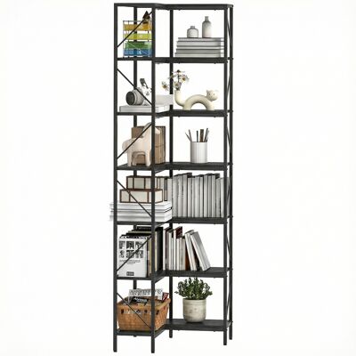ARRIGONI Bibliothèque D'Angle À 7 Niveaux Industriel Avec Étagères De Rangement, 60 X 60 X 198 Cm, Noir - Publicité ARRIGONI Bibliothèque D'Angle À 7 Niveaux Industriel Avec Étagères De Rangement, 60 X 60 X 198 Cm, Noir - Publicité