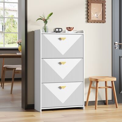 ACKERMAN Meuble À Chaussures 70 X 30 X 120 Cm Avec 3 Portes Rabattables En Partie Basse, Meuble D'Entrée Avec 6 Compartiments De Rangement, Buffet, Meuble De Salon, Mdf, Blanc, Design Thermoformé, Largeur Régl - Publicité ACKERMAN Meuble À Chaussures 70 X 30 X 120 Cm Avec 3 Portes Rabattables En Partie Basse, Meuble D'Entrée Avec 6 Compartiments De Rangement, Buffet, Meuble De Salon, Mdf, Blanc, Design Thermoformé, Largeur Régl - Publicité