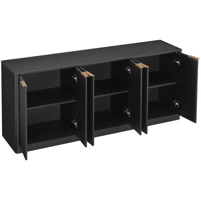 ALMASTORE Buffet Moderne De 170 Cm En Forme De Vague, Meuble De Rangement Au Design De Contour Courbé, Armoire 6 Portes Avec Fonction De Rangement, Adapté À La Cuisine/chambre/salon, Noir, 1704070.5cm - Publicité ALMASTORE Buffet Moderne De 170 Cm En Forme De Vague, Meuble De Rangement Au Design De Contour Courbé, Armoire 6 Portes Avec Fonction De Rangement, Adapté À La Cuisine/chambre/salon, Noir, 1704070.5cm - Publicité