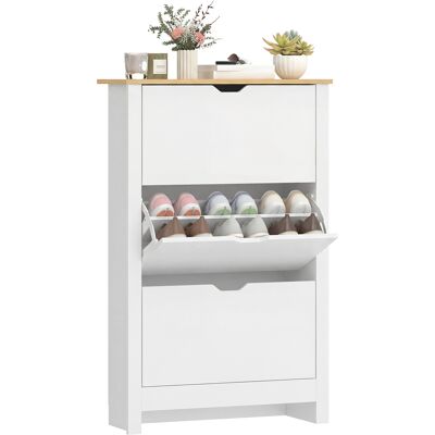 OEM Armoire À Chaussures 3 Portes Abattantes 2 Compartiments Panneaux Particules Blanc Chêne - Publicité OEM Armoire À Chaussures 3 Portes Abattantes 2 Compartiments Panneaux Particules Blanc Chêne - Publicité