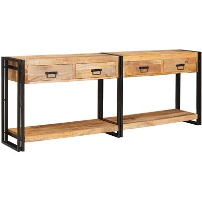 Maison Exclusive - Tables Console Avec Tiroir 2 Pcs Marron Bois De Mangue Massif - Publicité Maison Exclusive - Tables Console Avec Tiroir 2 Pcs Marron Bois De Mangue Massif - Publicité