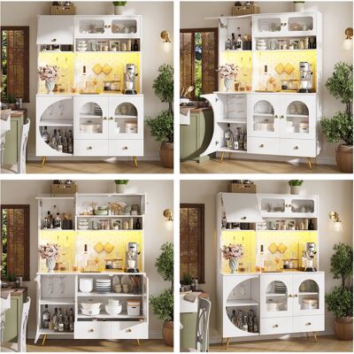 DEVOKO Buffet Éclairage Led Ports Usb Prises, Meuble Haut Cuisine Salon Mur Perforé Tiroir Étagères Verre Blanc - Publicité DEVOKO Buffet Éclairage Led Ports Usb Prises, Meuble Haut Cuisine Salon Mur Perforé Tiroir Étagères Verre Blanc - Publicité