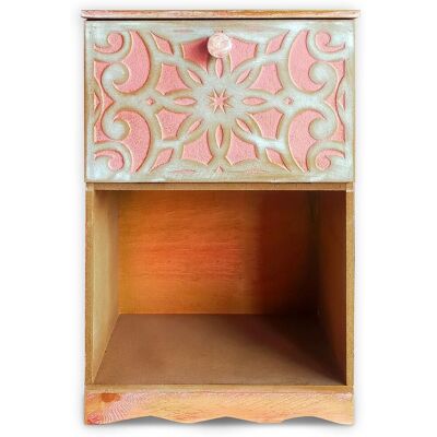 MENZZO Table De Chevet Style Oriental Bois Sculpté 1 Porte Monbolyto Bois Rose - Publicité MENZZO Table De Chevet Style Oriental Bois Sculpté 1 Porte Monbolyto Bois Rose - Publicité