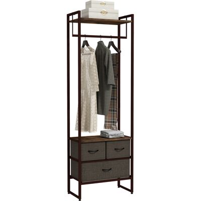OEM Portant À Vêtements, Porte-manteau D'Entrée Avec 3 Tiroirs En Tissu Et Une Étagère De Rangement, 58,5 X 30 X 178 Cm, Marron Rustique - Publicité OEM Portant À Vêtements, Porte-manteau D'Entrée Avec 3 Tiroirs En Tissu Et Une Étagère De Rangement, 58,5 X 30 X 178 Cm, Marron Rustique - Publicité