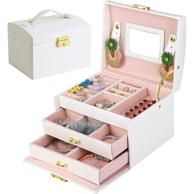 PELTOR Boite A Bijoux, Rangement Bijoux Boite A Bijoux Femme, Boîte À Bijoux En Cuir Pu Avec 2 Tiroirs, Coffre À Bijoux Verrouillable Avec Miroir, Boîte De Voyage Portable, Doublure En Velours - Publicité PELTOR Boite A Bijoux, Rangement Bijoux Boite A Bijoux Femme, Boîte À Bijoux En Cuir Pu Avec 2 Tiroirs, Coffre À Bijoux Verrouillable Avec Miroir, Boîte De Voyage Portable, Doublure En Velours - Publicité