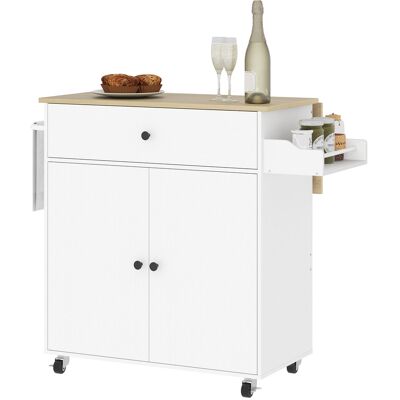 OEM Desserte De Cuisine Avec Tiroir, Compartiment De Rangement, Porte-serviettes, 106 X 42 X 87 Cm, Blanc/chêne - Publicité OEM Desserte De Cuisine Avec Tiroir, Compartiment De Rangement, Porte-serviettes, 106 X 42 X 87 Cm, Blanc/chêne - Publicité