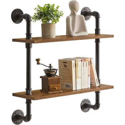 OEM 1 Étagère Murale, 2 Niveaux, Tuyau En Fer, Bois Vintage, Support De Stockage, Pour Cuisine Salon Bureau Salle De Bains - Publicité OEM 1 Étagère Murale, 2 Niveaux, Tuyau En Fer, Bois Vintage, Support De Stockage, Pour Cuisine Salon Bureau Salle De Bains - Publicité