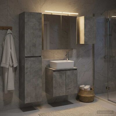 Ensemble D'Armoire De Salle De Bain 5 Pcs Gris Béton Vidaxl - Publicité Ensemble D'Armoire De Salle De Bain 5 Pcs Gris Béton Vidaxl - Publicité
