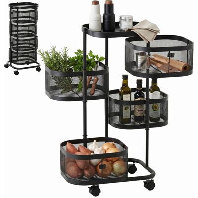 OEM Chariot Utilitaire À Roulettes À 5 Niveaux Avec 4 Paniers De Rangement Rotatifs À 270° Et Un Plateau, 33 X 33 X 77 Cm, Noir - Publicité OEM Chariot Utilitaire À Roulettes À 5 Niveaux Avec 4 Paniers De Rangement Rotatifs À 270° Et Un Plateau, 33 X 33 X 77 Cm, Noir - Publicité