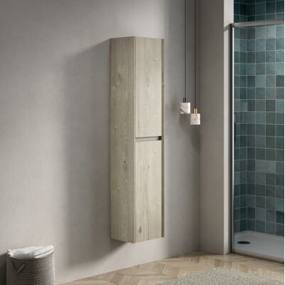MIVRAY Colonne De Salle De Bain Suspendue En Contreplaqué Blanc Cassé, 140 Cm, 2 Portes Avec Étagères Réglables - Publicité MIVRAY Colonne De Salle De Bain Suspendue En Contreplaqué Blanc Cassé, 140 Cm, 2 Portes Avec Étagères Réglables - Publicité