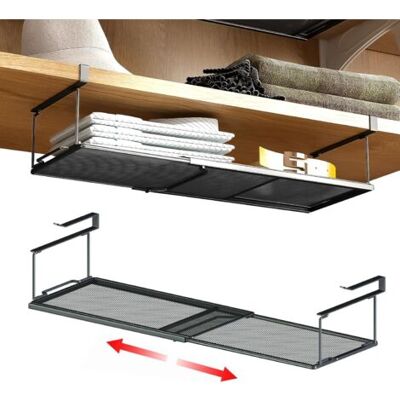 ABYSSE 1 Panier De Rangement Sous Étagère, Organisateur D'Étagère Suspendu, Rangement Complémentaire Extensible Sous Armoire Pour Armoire De Garde-manger, Buanderie, Étagère À Chaussures, Noir - Publicité ABYSSE 1 Panier De Rangement Sous Étagère, Organisateur D'Étagère Suspendu, Rangement Complémentaire Extensible Sous Armoire Pour Armoire De Garde-manger, Buanderie, Étagère À Chaussures, Noir - Publicité