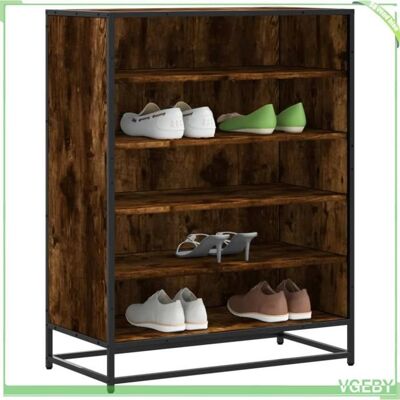 OEM Meuble À Chaussures - Modèle 3300872 - Chêne Fumé - 5 Compartiments - Bois D'Ingénierie & Métal - Publicité OEM Meuble À Chaussures - Modèle 3300872 - Chêne Fumé - 5 Compartiments - Bois D'Ingénierie & Métal - Publicité