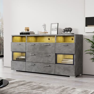 ACKERMAN (312069070aag) Buffet Moderne, 140 Cm, Gris, Avec Éclairage Led Et Portes En Acrylique Transparent, 2 Portes, 3 Tiroirs Et Un Espace De Rangement Ouvert, Meuble Bas, Meuble De Rangement, Buffet, Meubl - Publicité ACKERMAN (312069070aag) Buffet Moderne, 140 Cm, Gris, Avec Éclairage Led Et Portes En Acrylique Transparent, 2 Portes, 3 Tiroirs Et Un Espace De Rangement Ouvert, Meuble Bas, Meuble De Rangement, Buffet, Meubl - Publicité