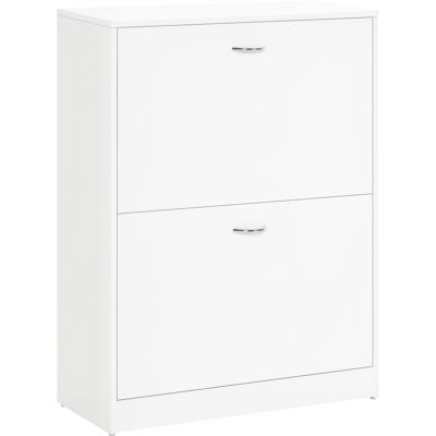 OEM Homcom Armoire À Chaussures Meuble À Chaussures Dim. 60l X 24l X 80h Cm 2 Portes Abattantes Blanc - Publicité OEM Homcom Armoire À Chaussures Meuble À Chaussures Dim. 60l X 24l X 80h Cm 2 Portes Abattantes Blanc - Publicité