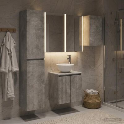 Ensemble D'Armoire De Salle De Bain 5 Pcs Gris Béton Vidaxl - Publicité Ensemble D'Armoire De Salle De Bain 5 Pcs Gris Béton Vidaxl - Publicité