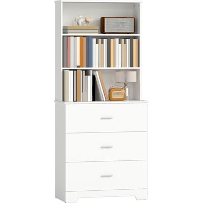OEM Bibliothèque À 6 Niveaux, Meuble De Rangement Avec 3 Tiroirs Et 3 Étagères Ouvertes, 79 X 39,5 X 182,2 Cm, Blanc - Publicité OEM Bibliothèque À 6 Niveaux, Meuble De Rangement Avec 3 Tiroirs Et 3 Étagères Ouvertes, 79 X 39,5 X 182,2 Cm, Blanc - Publicité