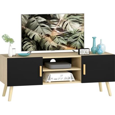 OEM Meuble Tv Meuble Télé Bois Banc Tv Jusqu'à 50 Pouces Avec Étagères. 2 Placards Et Passe-câbles. Chêne - Publicité OEM Meuble Tv Meuble Télé Bois Banc Tv Jusqu'à 50 Pouces Avec Étagères. 2 Placards Et Passe-câbles. Chêne - Publicité