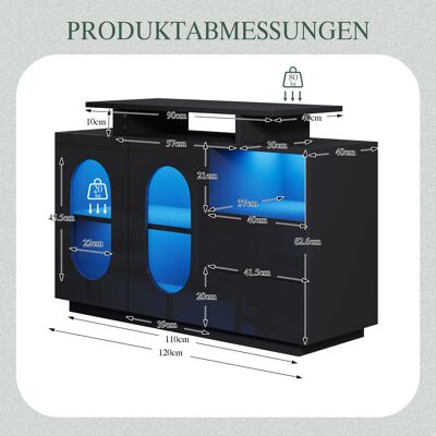MIDUODUO Buffet Led Noir Moderne Portes Ovales Vitrées Haute Brillance,multifonction Vitrine Buffet Minibar Pour Espace De Vie Élégant. Publicité MIDUODUO Buffet Led Noir Moderne Portes Ovales Vitrées Haute Brillance,multifonction Vitrine Buffet Minibar Pour Espace De Vie Élégant. Publicité