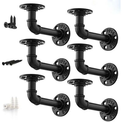 OEM Support Étagère Industriel Tuyau - Kit 4pcs Support Murale Vintage Avec Brides 17-12-8.5cm - Fer Noir Rustique Pour Étagère Flottante Bibliothèque - Publicité OEM Support Étagère Industriel Tuyau - Kit 4pcs Support Murale Vintage Avec Brides 17-12-8.5cm - Fer Noir Rustique Pour Étagère Flottante Bibliothèque - Publicité