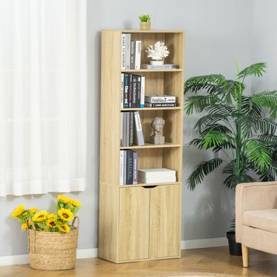 OEM Bibliothèque Armoire À Livres Avec 4 Compartiments Ouverts Et 2 Portes Pour Le Salon Et Le Bureau 59x29x180 Cm Bois Naturel - Publicité OEM Bibliothèque Armoire À Livres Avec 4 Compartiments Ouverts Et 2 Portes Pour Le Salon Et Le Bureau 59x29x180 Cm Bois Naturel - Publicité