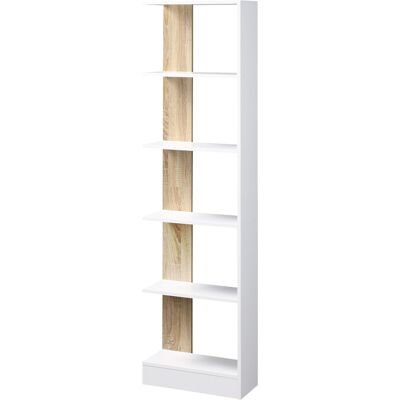 OEM Bibliothèque Étagère De Rangement Avec 5 Compartiments Ouverts Design Simple Moderne Idéale Pour Salon Chambre Bureau 45 X 21 X 170 Cm Blanc Et Chêne - Publicité OEM Bibliothèque Étagère De Rangement Avec 5 Compartiments Ouverts Design Simple Moderne Idéale Pour Salon Chambre Bureau 45 X 21 X 170 Cm Blanc Et Chêne - Publicité