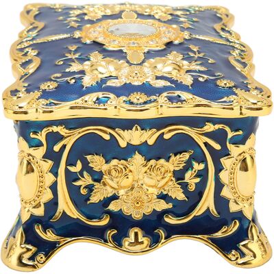 MRTRS Boîte À Bijoux Vintage, Boîte À Bijoux En Métal Émaillé De Style Européen, Petite Boîte De Rangement Rectangulaire À Double Compartiment, Coloris Or Et Bleu. Publicité MRTRS Boîte À Bijoux Vintage, Boîte À Bijoux En Métal Émaillé De Style Européen, Petite Boîte De Rangement Rectangulaire À Double Compartiment, Coloris Or Et Bleu. Publicité