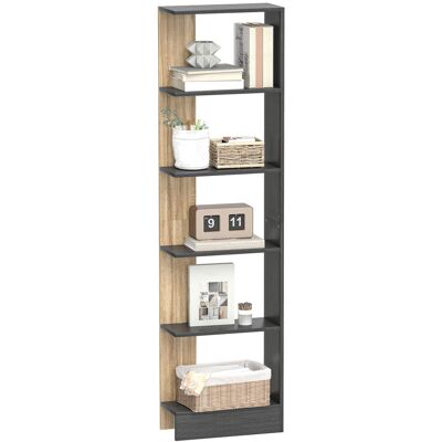 OEM Bibliothèque Étagère De Rangement 5 Compartiments Ouverts 45 X 21 X 170 Cm Noir Et Chêne - Publicité OEM Bibliothèque Étagère De Rangement 5 Compartiments Ouverts 45 X 21 X 170 Cm Noir Et Chêne - Publicité