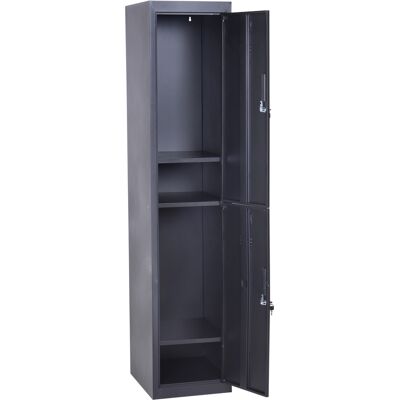 OEM Armoire À Casiers À 4 Niveaux, Casier Vestiaire Métallique Avec 2 Portes Verrouillables À 2 Clés, 38x46x180cm, Noir - Publicité OEM Armoire À Casiers À 4 Niveaux, Casier Vestiaire Métallique Avec 2 Portes Verrouillables À 2 Clés, 38x46x180cm, Noir - Publicité