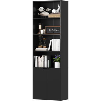 OEM Bibliothèque Armoire À Livres 4 Compartiments Ouverts 2 Portes 59x29x180 Cm Noir - Publicité OEM Bibliothèque Armoire À Livres 4 Compartiments Ouverts 2 Portes 59x29x180 Cm Noir - Publicité