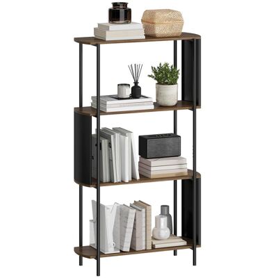 OEM Étagère À 4 Compartiments, Étagère Autoportante Au Design Incurvé, Style Industriel, Finition Bois Marron - Publicité OEM Étagère À 4 Compartiments, Étagère Autoportante Au Design Incurvé, Style Industriel, Finition Bois Marron - Publicité