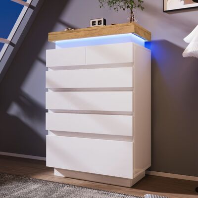 ACKERMAN Commode, Buffet Laqué Brillant À 6 Tiroirs, Éclairage Led (contrôlable Via Application), Meuble Multifonctionnel Pour Salon Et Chambre, 115 X 73 X 39 Cm, Blanc - Publicité ACKERMAN Commode, Buffet Laqué Brillant À 6 Tiroirs, Éclairage Led (contrôlable Via Application), Meuble Multifonctionnel Pour Salon Et Chambre, 115 X 73 X 39 Cm, Blanc - Publicité