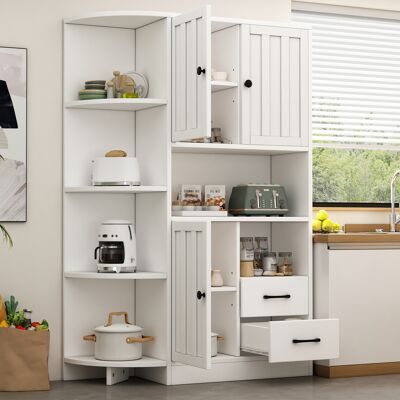 ACKERMAN Armoire D'Angle 10435155cm, Vitrine De Salon Avec 3 Compartiments + 2 Tiroirs, Étagères À Livres De Salon, Armoire Haute Et Meuble Haut Avec 14 Espaces De Rangement Au Total, Étagères À Livres, Buffet - Publicité ACKERMAN Armoire D'Angle 10435155cm, Vitrine De Salon Avec 3 Compartiments + 2 Tiroirs, Étagères À Livres De Salon, Armoire Haute Et Meuble Haut Avec 14 Espaces De Rangement Au Total, Étagères À Livres, Buffet - Publicité