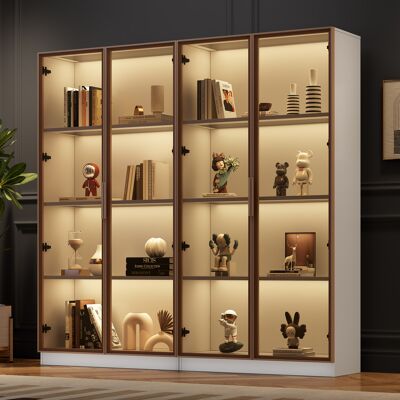 ACKERMAN Lot De 2 Vitrines En Verre Blanc Avec Éclairage Led, Vitrine À Portes Battantes Et Clayettes Amovibles, 8040160 Cm (chacune), Armoire Haute Pour Salon, Meuble Autonome, Salle De Bain - Publicité ACKERMAN Lot De 2 Vitrines En Verre Blanc Avec Éclairage Led, Vitrine À Portes Battantes Et Clayettes Amovibles, 8040160 Cm (chacune), Armoire Haute Pour Salon, Meuble Autonome, Salle De Bain - Publicité
