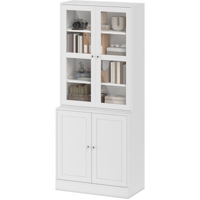 OEM Homcom Bibliothèque Vitrine Buffet Salon 2 Portes Verre 2 Portes Bois 4 Étagères Réglables Blanc - Publicité OEM Homcom Bibliothèque Vitrine Buffet Salon 2 Portes Verre 2 Portes Bois 4 Étagères Réglables Blanc - Publicité