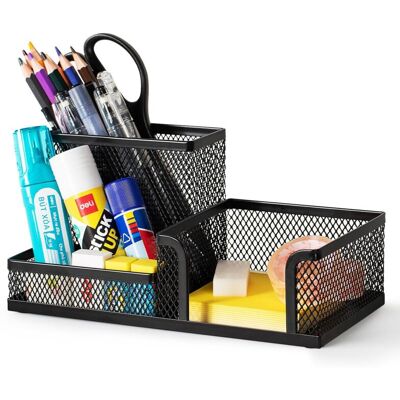 BRINSEA Organiseur De Bureau En Maille Avec Porte-crayons Et Paniers De Rangement Pour Accessoires De Bureau, 3 Compartiments, Noir - Publicité BRINSEA Organiseur De Bureau En Maille Avec Porte-crayons Et Paniers De Rangement Pour Accessoires De Bureau, 3 Compartiments, Noir - Publicité
