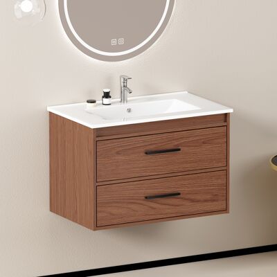 ACKERMAN Armoire De Salle De Bain 75cm En Brun Rouge. Armoire À Rangement Généreux - 2 Tiroirs - Publicité ACKERMAN Armoire De Salle De Bain 75cm En Brun Rouge. Armoire À Rangement Généreux - 2 Tiroirs - Publicité
