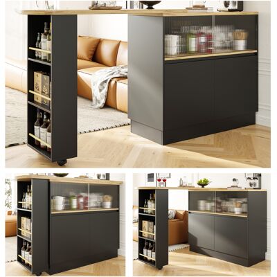 ACKERMAN Bar De Salle À Manger Pivotant À 360°, Moderne, Simple Et Multifonctionnel. Buffet Pivotant Avec Étagères Et Plateau En Verre, Idéal Pour Les Cuisines Et Les Restaurants,90x45x100cm - Publicité ACKERMAN Bar De Salle À Manger Pivotant À 360°, Moderne, Simple Et Multifonctionnel. Buffet Pivotant Avec Étagères Et Plateau En Verre, Idéal Pour Les Cuisines Et Les Restaurants,90x45x100cm - Publicité