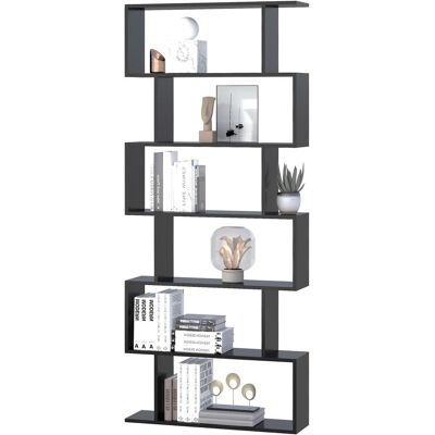 OEM Homcom Bibliothèque Étagère Zig Zag Design Contemporain 80l X 23l X 192h Cm 6 Niveaux Noir - Publicité OEM Homcom Bibliothèque Étagère Zig Zag Design Contemporain 80l X 23l X 192h Cm 6 Niveaux Noir - Publicité