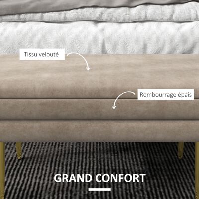 OEM Banc Banquette Coffre 2-en-1 Velours Acier 79,5x37,5x43 Cm Beige Doré - Publicité OEM Banc Banquette Coffre 2-en-1 Velours Acier 79,5x37,5x43 Cm Beige Doré - Publicité
