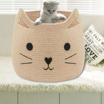 OEM Paniers D'Animaux Grand Panier De Rangement En Corde De Coton Tissé Avec Motif De Chat Mignon Organisateur De Panier À Linge Pour Serviettes, Couvertures, Jouets, Vêtements, Cadeaux - Paniers Cadeaux- - Publicité OEM Paniers D'Animaux Grand Panier De Rangement En Corde De Coton Tissé Avec Motif De Chat Mignon Organisateur De Panier À Linge Pour Serviettes, Couvertures, Jouets, Vêtements, Cadeaux - Paniers Cadeaux- - Publicité