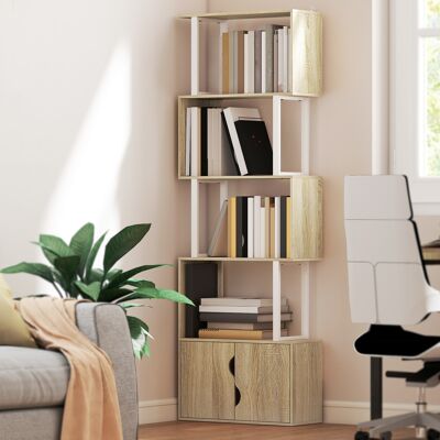 OEM Homcom Bibliothèque À 5 Niveaux - Étagères & Placard Double Porte, 60x23,8x179,2cm, Bois Naturel - Publicité OEM Homcom Bibliothèque À 5 Niveaux - Étagères & Placard Double Porte, 60x23,8x179,2cm, Bois Naturel - Publicité