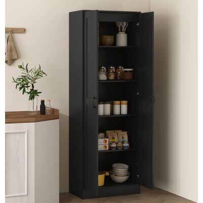 OEM Armoire Meuble De Rangement 2 Portes 5 Étagères Style Contemporain 60lx36,5lx175h Noir - Publicité OEM Armoire Meuble De Rangement 2 Portes 5 Étagères Style Contemporain 60lx36,5lx175h Noir - Publicité