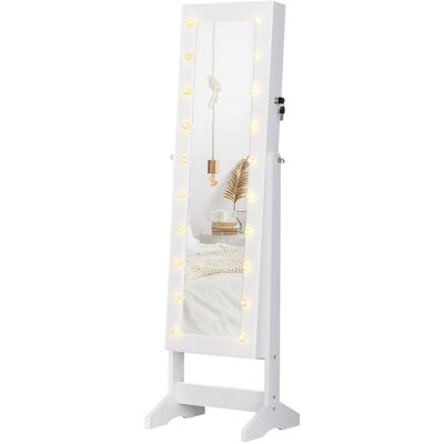 OEM Armoire À Bijoux Avec Miroir Réglable Et 20 Lumières Led, Bois, Blanc, 40 X 37 X 146 Cm - Publicité OEM Armoire À Bijoux Avec Miroir Réglable Et 20 Lumières Led, Bois, Blanc, 40 X 37 X 146 Cm - Publicité