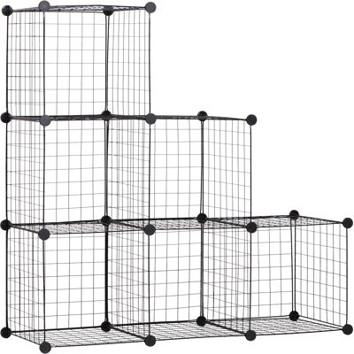 ACKERMAN Étagère À Assembler, Système D'Étagères Avec 6 Compartiments, Étagère À Cubes Diy En Grille Métallique, Étagère À Gradins Pour Salon, Chambre À Coucher, Noir, 109 X 37 X 109 Cm - Publicité ACKERMAN Étagère À Assembler, Système D'Étagères Avec 6 Compartiments, Étagère À Cubes Diy En Grille Métallique, Étagère À Gradins Pour Salon, Chambre À Coucher, Noir, 109 X 37 X 109 Cm - Publicité