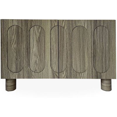 MENZZO Petit Buffet Rétro-moderne Avec Portes Sculptées Durand L80cm Chêne Grisé - Publicité MENZZO Petit Buffet Rétro-moderne Avec Portes Sculptées Durand L80cm Chêne Grisé - Publicité