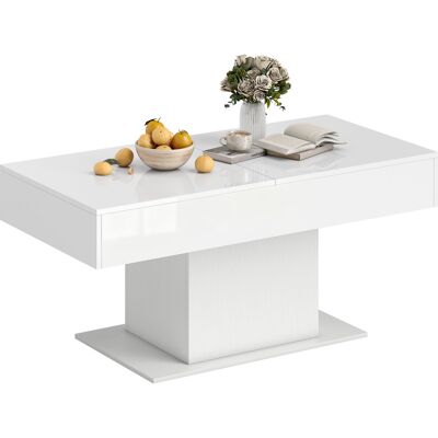 ARRIGONI Table Basse Extensible Avec Compartiment De Rangement Moderne 108-178.5x53x49 Cm Blanc Brillant - Publicité ARRIGONI Table Basse Extensible Avec Compartiment De Rangement Moderne 108-178.5x53x49 Cm Blanc Brillant - Publicité