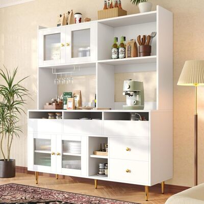 Acavallo Buffet Haut - Meuble Moderne Avec Portes Vitrées Et Rangements Pour Cuisine, Mdf Et Métal, 145 X 39 X 171 Cm, Noir - Publicité Acavallo Buffet Haut - Meuble Moderne Avec Portes Vitrées Et Rangements Pour Cuisine, Mdf Et Métal, 145 X 39 X 171 Cm, Noir - Publicité