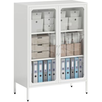 ARRIGONI Armoire De Bureau Avec 2 Portes En Verre, 2 Étagères Réglables, Meuble De Rangement Bureau En Acier, 80x40x110cm, Blanc - Publicité ARRIGONI Armoire De Bureau Avec 2 Portes En Verre, 2 Étagères Réglables, Meuble De Rangement Bureau En Acier, 80x40x110cm, Blanc - Publicité